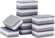 10 Esponjas para fregar suelos, esponja para lavar platos, cepillo de limpieza para cocina, garaje, baño, limpieza larga (gris, 10, 5 x 7 cm)