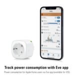 Eve Energy (Matter) Enchufe inteligente, aplicación y control de voz, 100% privacidad, materia e hilo, compatible con Apple Home, Alexa, Google Home, SmartThing, requiere enrutador Edge Thread
