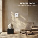 BSEED Enchufe de pared con cristal, enchufes empotrables estándar, instalación con gancho, seguridad infantil, serie E, 1 enchufe, 86 mm, color blanco