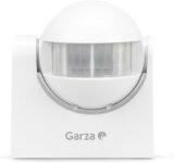 Garza – Detector de movimiento por infrarrojos orientable para interior y exterior, Protección IP44, tiempo y brillo regulables, Ángulo de detección 180°, Blanco