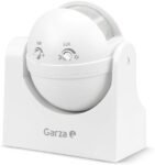 Garza – Detector de movimiento por infrarrojos orientable para interior y exterior, Protección IP44, tiempo y brillo regulables, Ángulo de detección 180°, Blanco