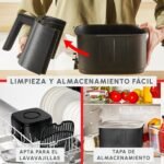 Moulinex Easy Fry Silence, Freidora de aire, Cesta de almacenamiento de 5L, Tecnología silenciosa, Sistema de fácil limpieza y almacenamiento, 10 programas, Negro, EZ5528F0