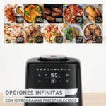 Moulinex Easy Fry Silence, Freidora de aire, Cesta de almacenamiento de 5L, Tecnología silenciosa, Sistema de fácil limpieza y almacenamiento, 10 programas, Negro, EZ5528F0