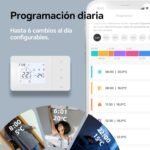 Termostato de Batería WiFi de 2 Cables para Control de Calderas de Gas Termostato Tuya Programable Diariamente, Compatible con Google Voice Control y Alexa.W506 3A
