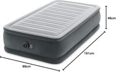 Colchón inflable elevado Intex 64412 Comfort-Plush con tecnología Fiber-Tech, línea Deluxe Dura-Beam