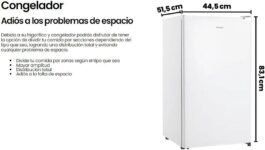 Frigorífico INFINITON CL-92L8WEV de una puerta, 83 cm, E, 88 litros, Puerta reversible, Blanco