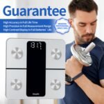 Vitafit Báscula de Baño Digital, Fábrica Profesional DESDE 2001, Báscula de Grasa Corporal y Músculo con App, Báscula Inteligente 13 Composición Corporal Peso IMC Músculo, 182 kg Plata