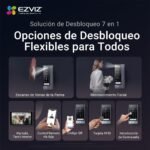 EZVIZ HP7 Pro 4K Videoportero, Desbloqueo por reconocimiento de palma, Monitor táctil a color de 8», Audio bidireccional, Visión nocturna, Detección de movimiento humano, Wi-Fi 2.4/5GHz