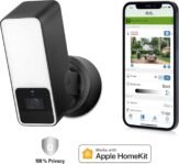 Eve Outdoor Cam – Cámara segura con foco, máxima seguridad y privacidad (HomeKit Secure Video), 1080p, visión nocturna, Wi-Fi (2,4 GHz), sensor de movimiento, comunicación bidireccional