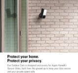 Eve Outdoor Cam – Cámara segura con foco, máxima seguridad y privacidad (HomeKit Secure Video), 1080p, visión nocturna, Wi-Fi (2,4 GHz), sensor de movimiento, comunicación bidireccional