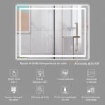 Dripex Espejo de Baño con Luz LED, 60 x 80 cm, Antivaho, Interruptor Táctil, Regulable, 3 Colores de Luz, IP54, Instalación Horizontal/Vertical