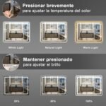 Dripex Espejo de Baño con Luz LED, 60 x 80 cm, Antivaho, Interruptor Táctil, Regulable, 3 Colores de Luz, IP54, Instalación Horizontal/Vertical