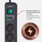 Brennenstuhl Eco-Line regleta con 3 salidas y protección contra sobretensiones (cable de 1,5 m, interruptor iluminado, protección contra sobretensiones hasta 13.500 A) antracita