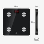 Báscula Digital de Grasa Corporal para Baño, Báscula Inteligente de Grasa Corporal Bluetooth, Monitores de Composición Corporal, 150 kg/330 LB 26 x 26 cm, Pantalla LED (Negro)
