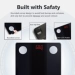 Báscula Digital de Grasa Corporal para Baño, Báscula Inteligente de Grasa Corporal Bluetooth, Monitores de Composición Corporal, 150 kg/330 LB 26 x 26 cm, Pantalla LED (Negro)