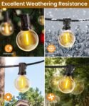 Rintea Guirnalda de Luces Exterior, 10M/33FT con 20+2 Bombillas G40, Luces LED Exterior IP44 Impermeable, Blanco Cálido 2700K Luces de Jardín para Jardín, Terraza, Navidad, Fiesta