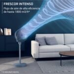 Rowenta Turbo Swift Silence, Ventilador de pie, Frío intenso en silencio extremo, Oscilación multidireccional, QV5041F0, 30m3/min + 18 velocidades