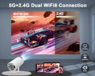 Proyector Portátil con Android 11, Mini Proyector 4K 1080P Full HD Soporte 200ANSI 8000L, Proyector de Video WiFi 5G BT 5.4, Proyector de Cine 180° Se Puede Girar para TV Stick