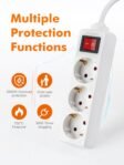 GRIFEMA Regleta con 3 Tomas e Interruptor, 3500 W, 16 A, 1,4 m, Blanco, Protección Infantil, Orientación a 45 Grados, Evita el Consumo Fantasma