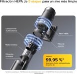 roborock H60 Aspirador Ultra Inalámbrico, Succión 210AW, Autonomía 90 min, Tubo Flexible 90°, Detección de Polvo LED, Cepillo Antienredos para Alfombras, Suelos y Pelos de Mascotas