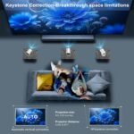 Mini proyector 4K WiFi 6 BT5.2 Proyector portátil Full HD actualizado compatible con teléfono/PC/TV/HDMI/PS5 Corrección trapezoidal Cine en casa Rotación de 180° (aplicación incorporada)