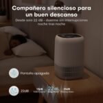 AROEVE Purificador de Aire con Filtro HEPA H13 de 3 Etapas, con un Consumo Energético de Sólo 5W, Silencioso a 22db con Aroma, Combate el Polen, el Humo y los Pelos de Mascotas