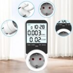 Medidor de consumo eléctrico 3680W/16A Medidor de consumo eléctrico con pantalla LCD 7 modos de monitoreo Protección contra sobrecarga para refrigerador Lavadora TV