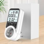 Medidor de consumo eléctrico 3680W/16A Medidor de consumo eléctrico con pantalla LCD 7 modos de monitoreo Protección contra sobrecarga para refrigerador Lavadora TV