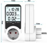 Medidor de consumo eléctrico 3680W/16A Medidor de consumo eléctrico con pantalla LCD 7 modos de monitoreo Protección contra sobrecarga para refrigerador Lavadora TV