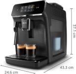 Philips Cafetera espresso automática Serie 2200 – 2 cafés, pantalla táctil, espumador de leche clásico, molinillo de cerámica, negro mate (EP2220/10)