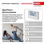 Termostato de ambiente digital compatible con Emos OpenTherm, programable, con cable, montaje en superficie, blanco, 5″ x 3.3″ x 1″