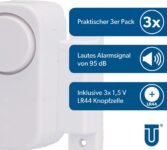 UNITEC Alarma para ventana y puerta, juego de 3 con contacto magnético