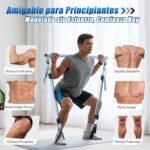 Barra de Pilates, ALongSong Barra Pilates Hecha de Hierro con 4/6 Bandas Elásticas de Resistencia de 20-180LBS / 30-240LBS / 50-360LBS, Fitness en Casa para Mujer