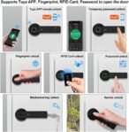Fuytuly WiFi Tuya Cerradura de puerta inteligente con huella digital, cerradura electrónica digital biométrica 13,56 MHz RFID IC Tarjeta App Contraseña desbloqueada remotamente