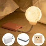 Genérico Luz Nocturna LED Enchufe de Pared con Control por Voz | Luz de noche de luna, lámpara regulable de 3 colores para dormitorio, sala de estar, baño, pasillo, guardería