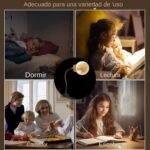 Genérico Luz Nocturna LED Enchufe de Pared con Control por Voz | Luz de noche de luna, lámpara regulable de 3 colores para dormitorio, sala de estar, baño, pasillo, guardería