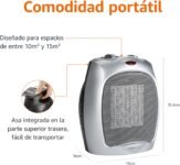 Amazon Basics Calefactor cerámico 1800 W con termostato regulable, plateado