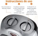 Amazon Basics Calefactor cerámico 1800 W con termostato regulable, plateado