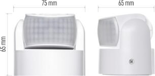 EMOS G1240 Detector de movimiento por infrarrojos IP44, 12 m, 180°, 3-2000 Lux, 10 s–15 min, 230 V, Montaje en superficie interior/exterior, Blanco