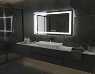 Espejo LED, 60 x 100 cm, Antivaho, Cristal de Acero, 3 Modos de Color, Luz Lateral y Trasera