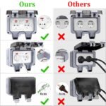 Enchufe impermeable para exteriores, enchufe impermeable IP66 con interruptor, conector de cable y tapa abatible, para cocina, baño, garaje, piscina y jardín