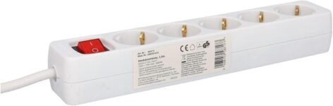 UNITEC Regleta con 5 Tomas e Interruptor, 3 m, Blanco