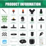 Sistema de riego de jardín, sistema de riego por goteo de 344 piezas, kit de riego por goteo de 50 m + 20 m, rociador de boquilla ajustable para jardines, flores masivas, plantas de patio