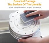 10 Esponjas para fregar suelos, esponja para lavar platos, cepillo de limpieza para cocina, garaje, baño, limpieza larga (gris, 10, 5 x 7 cm)