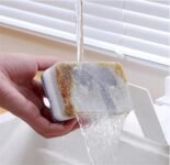 10 Esponjas para fregar suelos, esponja para lavar platos, cepillo de limpieza para cocina, garaje, baño, limpieza larga (gris, 10, 5 x 7 cm)