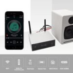 Amplificador Arylic Up2stream A50+ WiFi y Bluetooth con salida Airplay y subwoofer, sistema estéreo TPA3116, audio sincronizado multisala/multizona HiFi, amplificador estéreo inalámbrico