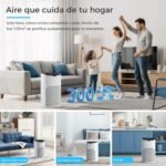 AROEVE Purificador de Aire para Hogar hasta 120 m² (CADR 300 m³/h) – Modo Automático con Indicador Luminoso de Calidad, Filtra Polen, Polvo, Pelos de Mascotas