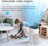 AROEVE Purificador de Aire para Hogar hasta 120 m² (CADR 300 m³/h) – Modo Automático con Indicador Luminoso de Calidad, Filtra Polen, Polvo, Pelos de Mascotas
