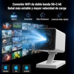 Mini Proyector Portátil 4K con 1080P Nativo, Android 11, WiFi 6 y Bluetooth 5.4, Corrección Trapecio Automática, HDMI/USB, Compatible con Teléfono y PC, Proyector para Cine en Casa