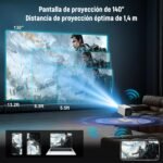 Mini Proyector Portátil 4K con 1080P Nativo, Android 11, WiFi 6 y Bluetooth 5.4, Corrección Trapecio Automática, HDMI/USB, Compatible con Teléfono y PC, Proyector para Cine en Casa